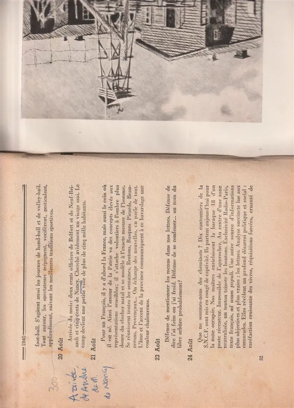 Page du livre Sous le manteau annotée par André