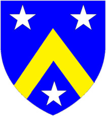 Blason de la famille : d'azur au chevron d'or accompagné de trois étoiles d'argent