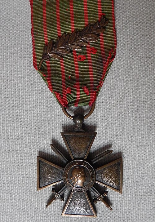 Croix de guerre 1914-1918 avec palme de bronze
